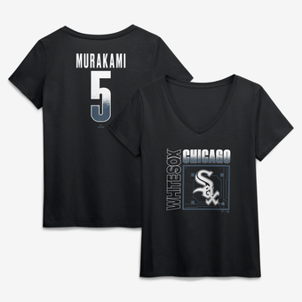 Women's Munetaka Murakami Black Chicago White Sox Home Field Pop Name & Number V-Neck T-Shirt