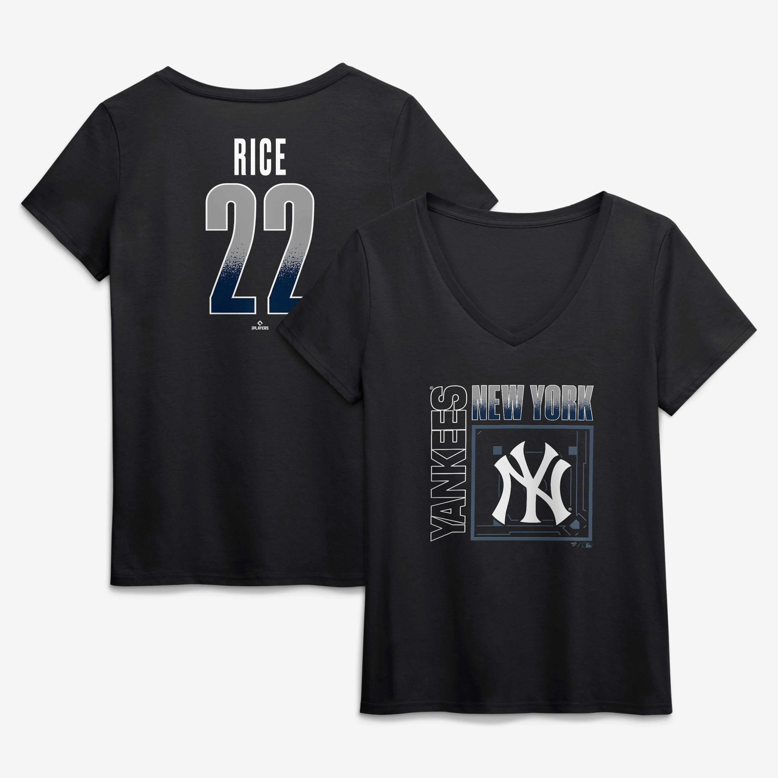 Women's Ben Rice Black New York Yankees Home Field Pop Name & Number V-Neck T-Shirt