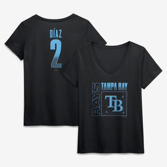 Women's Yandy Díaz Black Tampa Bay Rays Home Field Pop Name & Number V-Neck T-Shirt
