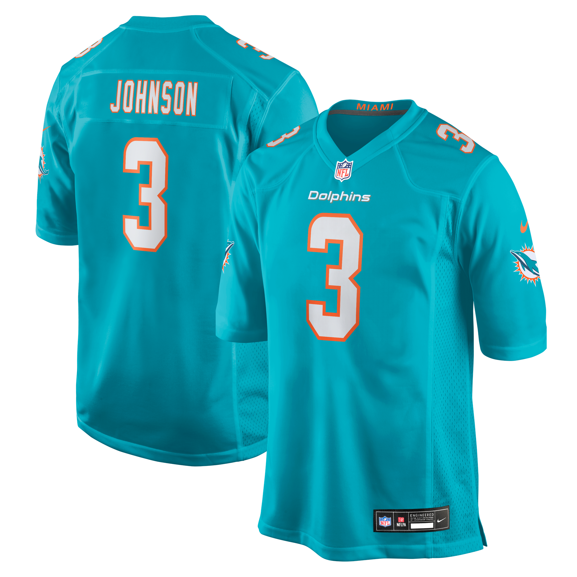 Camiseta Nike Game de la 1ª equipación del Miami Dolphins - Aqua - Chris Johnson - Hombre