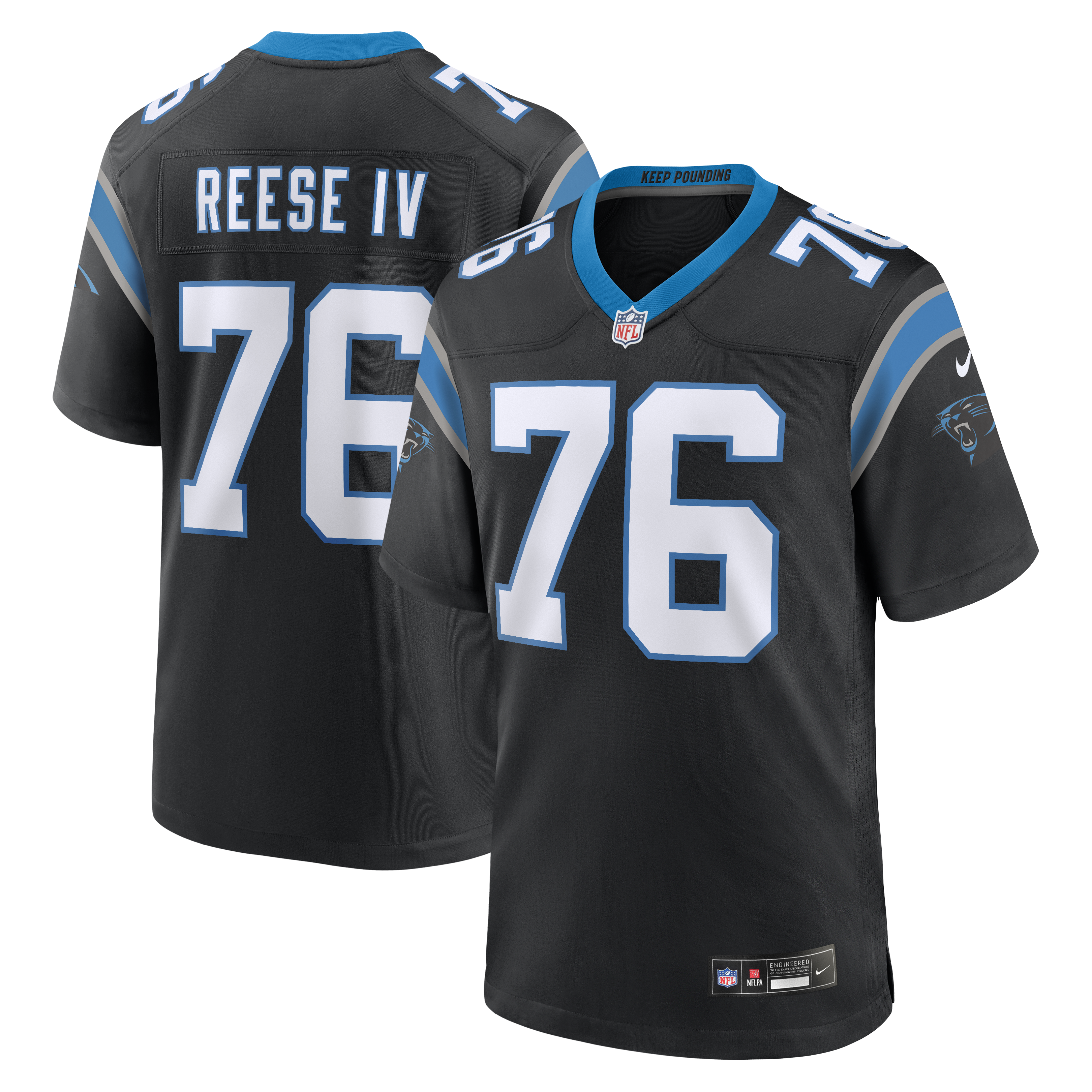Men's Nike Albert Reese IV Black Carolina Panthers Team Game Jersey