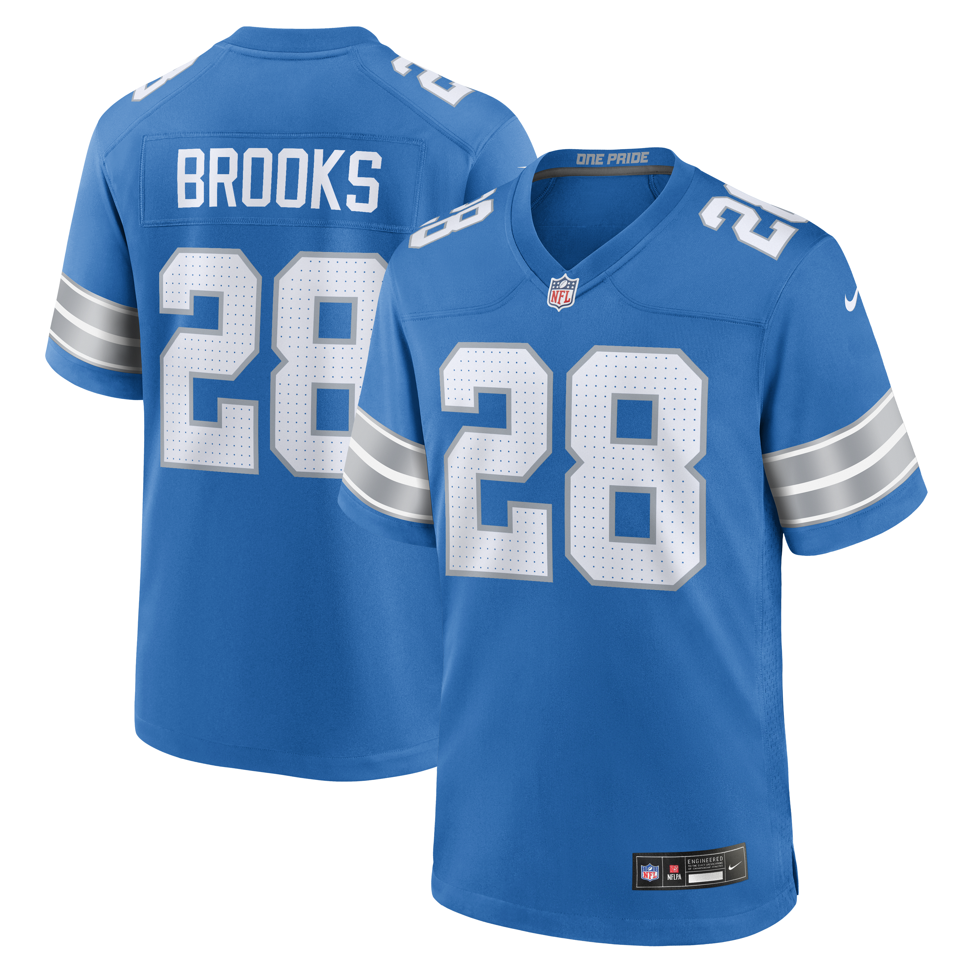Men's Nike Natrone Brooks Blue Detroit Lions Team Game Jersey