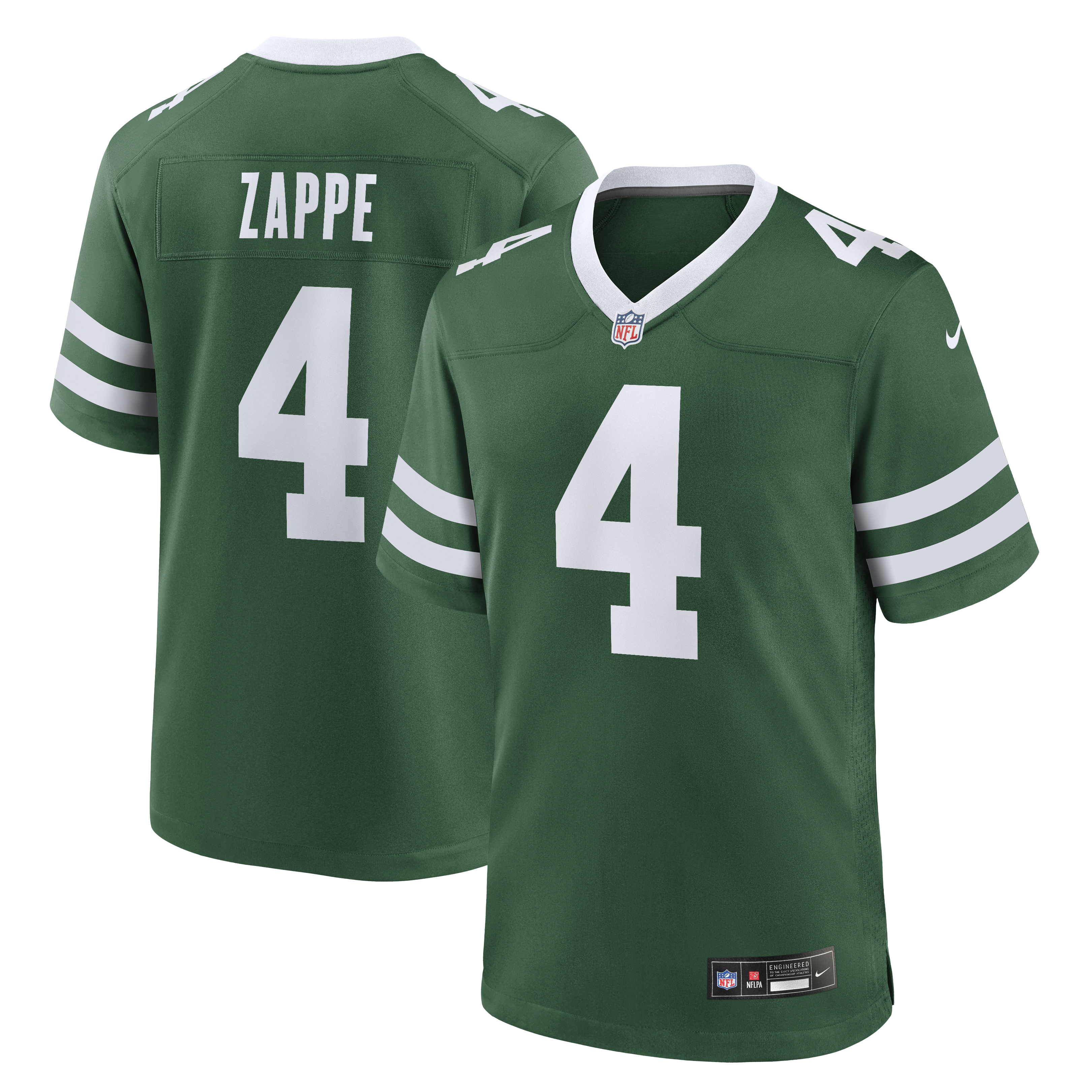 Men's Nike Bailey Zappe Legacy Green New York Jets Team Game Jersey