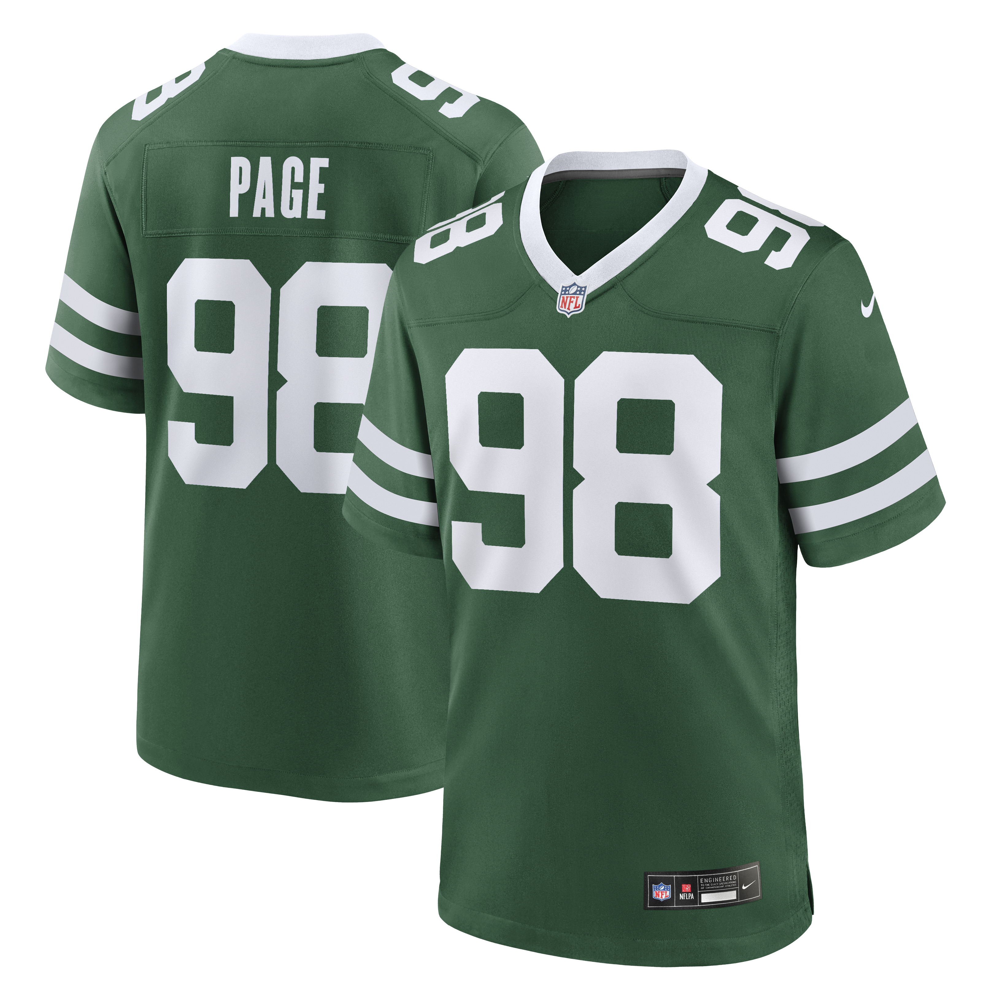 Men's Nike Payton Page Legacy Green New York Jets Team Game Jersey