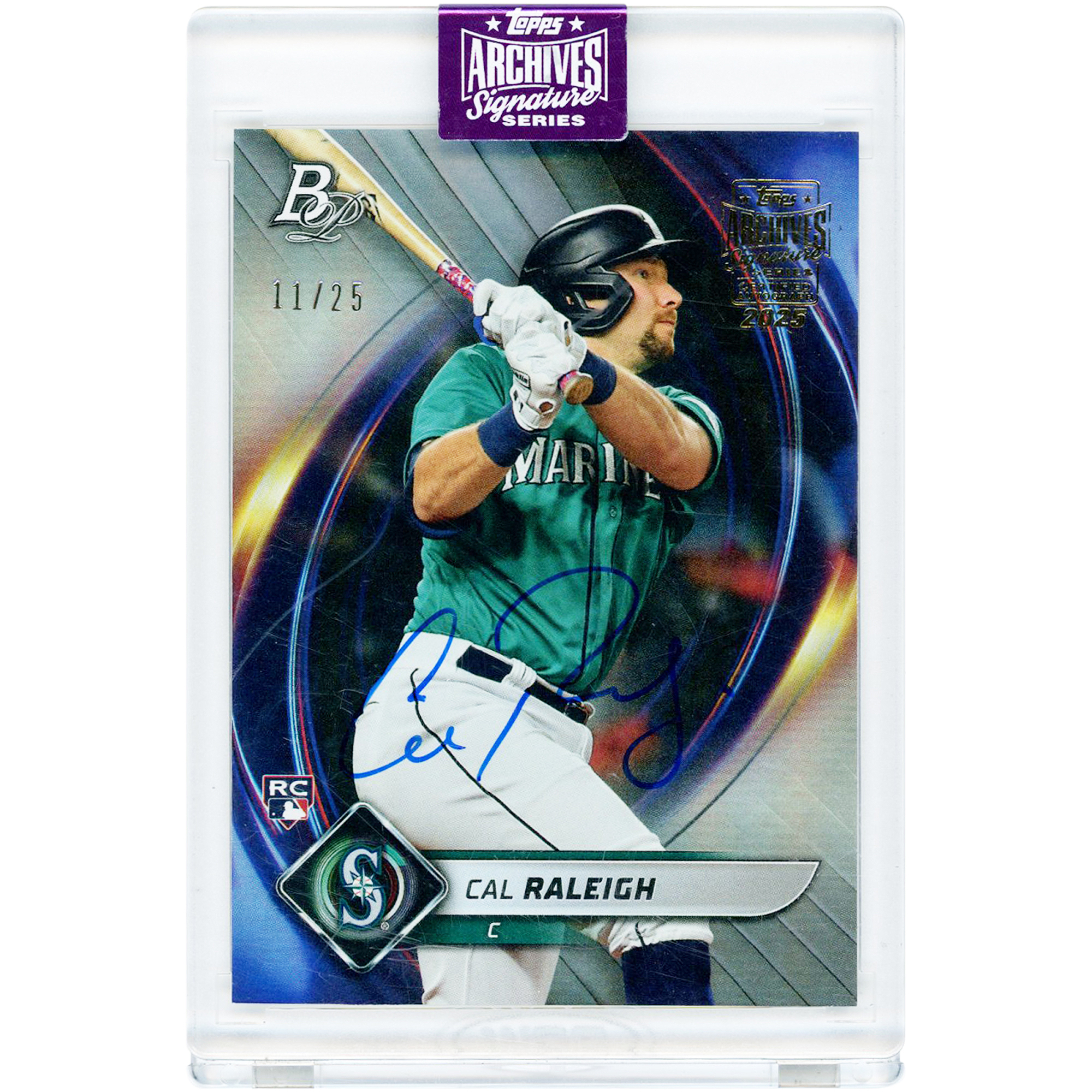 Cal Raleigh Seattle Mariners Autographed 2025 Topps Archives Signature Series 2022 Bowman Platinum Design #83 #11/25 Rookie Card