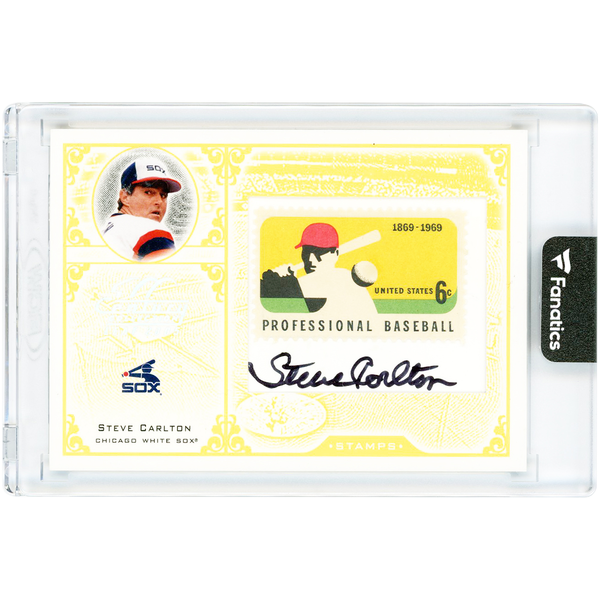 Steve Carlton Chicago White Sox Autographed 2004 Donruss Leaf Century Collection Stamps Signature #S-29 #30/69 Card