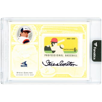 Steve Carlton Chicago White Sox Autographed 2004 Donruss Leaf Century Collection Stamps Signature #S-29 #30/69 Card