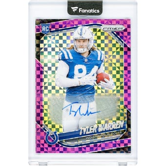 Tyler Warren Indianapolis Colts Autographed 2025 Panini Prizm Purple Power Prizm #339 #33/49 Rookie Card