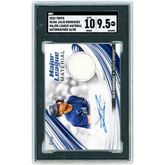 Julio Rodriguez Seattle Mariners Autographed 2023 Topps Major League Material Game Used Jersey Relic #MLMA-JR #26/50 SGC Authenticated 9.5/10 Card