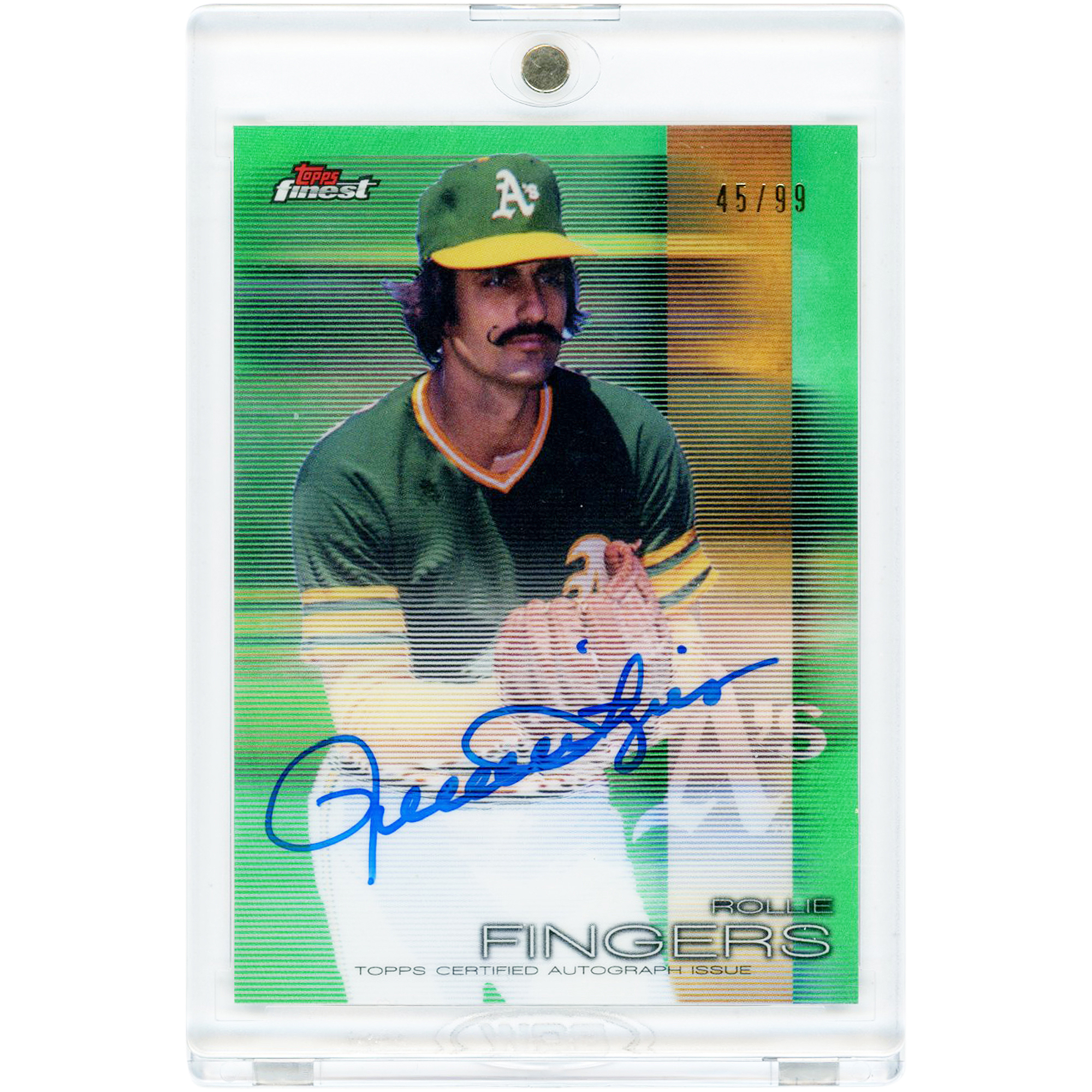 Rollie Fingers Athletics Autographed 2016 Topps Finest Green Refractor #FA-RF #45/99 Card