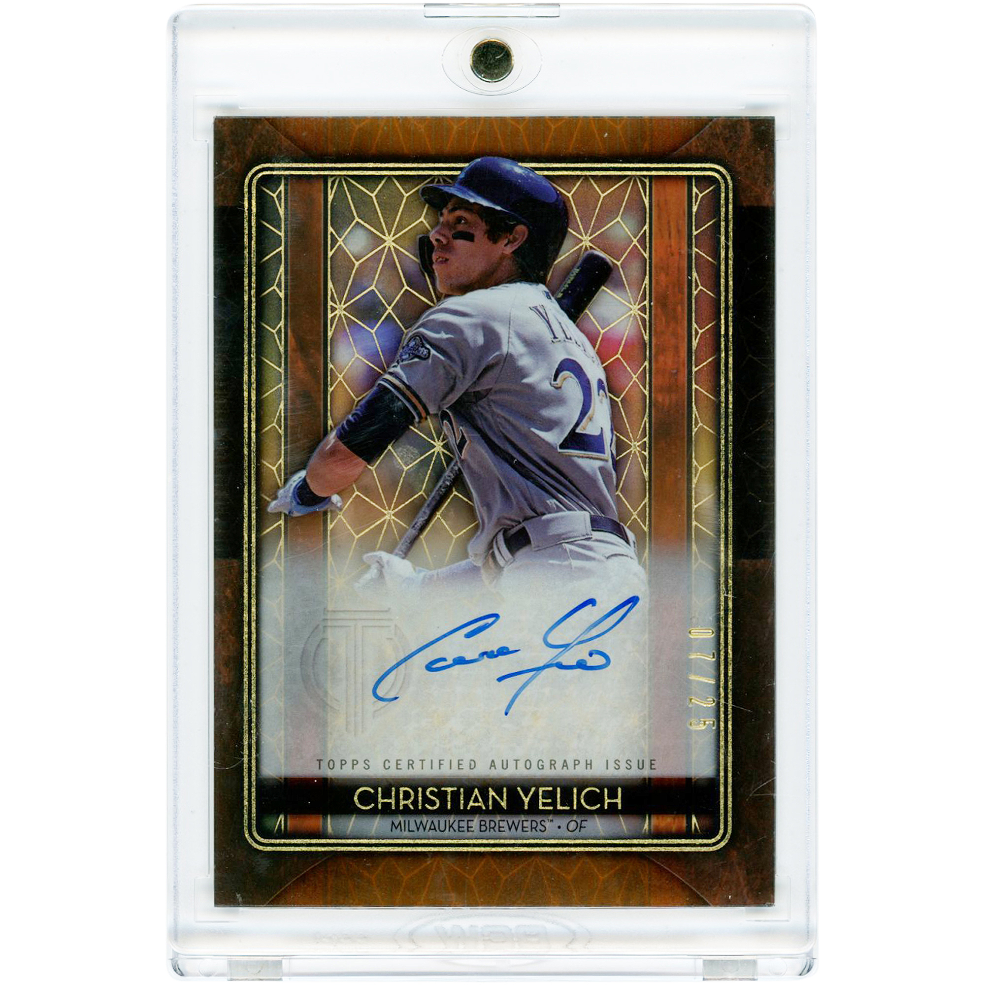 Christian Yelich Milwaukee Brewers Autographed 2020 Topps Tribute Iconic Perspectives Orange #IP-CY #7/25 Card