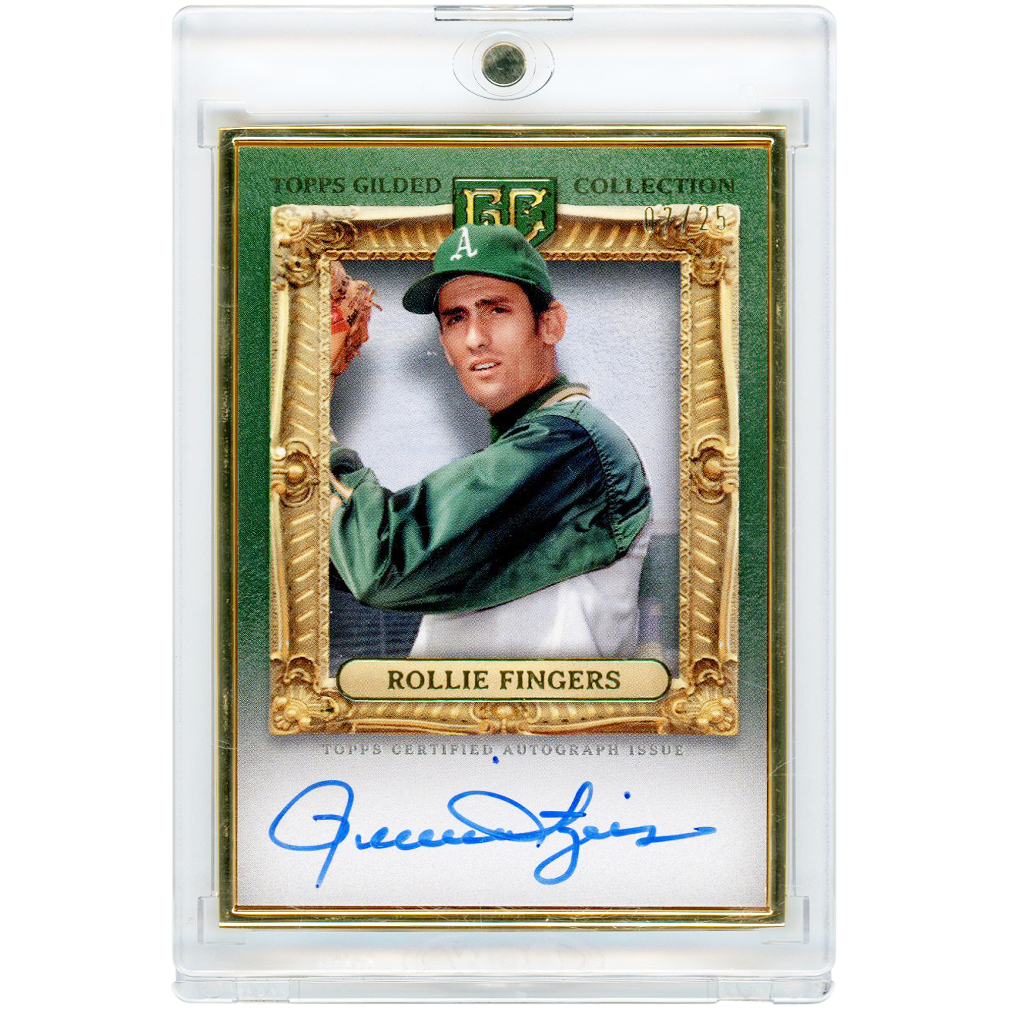 Rollie Fingers Athletics Autographed 2024 Topps Gilded Collection Gold Frame Hall Of Famers #HAFA-RF #7/25 Card