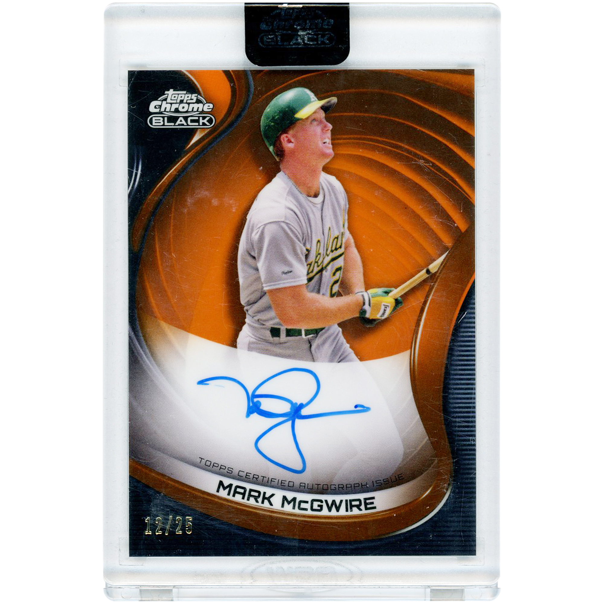 Mark McGwire Athletics Autographed 2022 Topps Chrome Black Orange Refractor #CBA-MM #12/25 Card