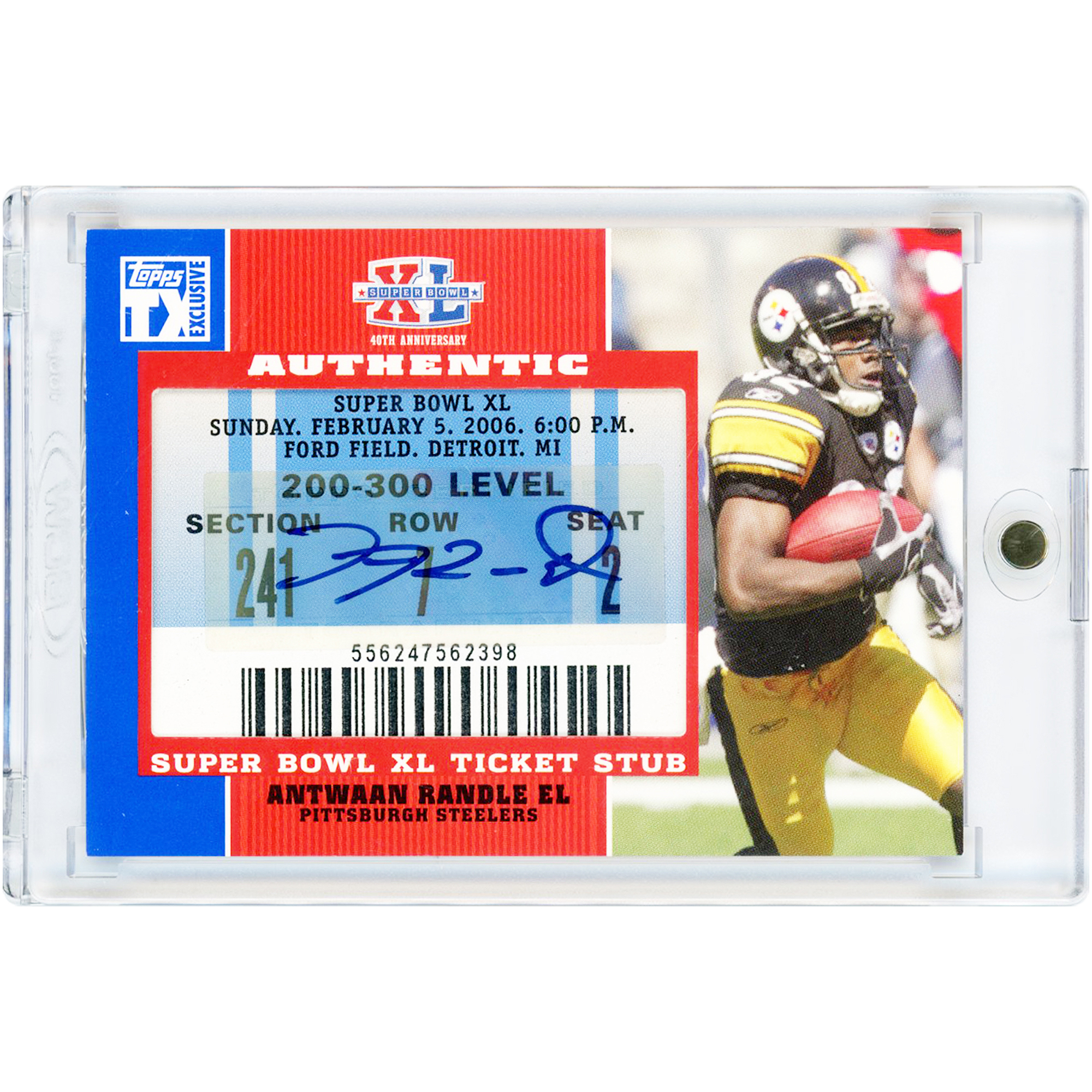 Antwaan Randle El Pittsburgh Steelers Autographed 2007 Topps TX Exclusive Super Bowl XL Ticket Stub #SB-ARE Card. rookie card picture