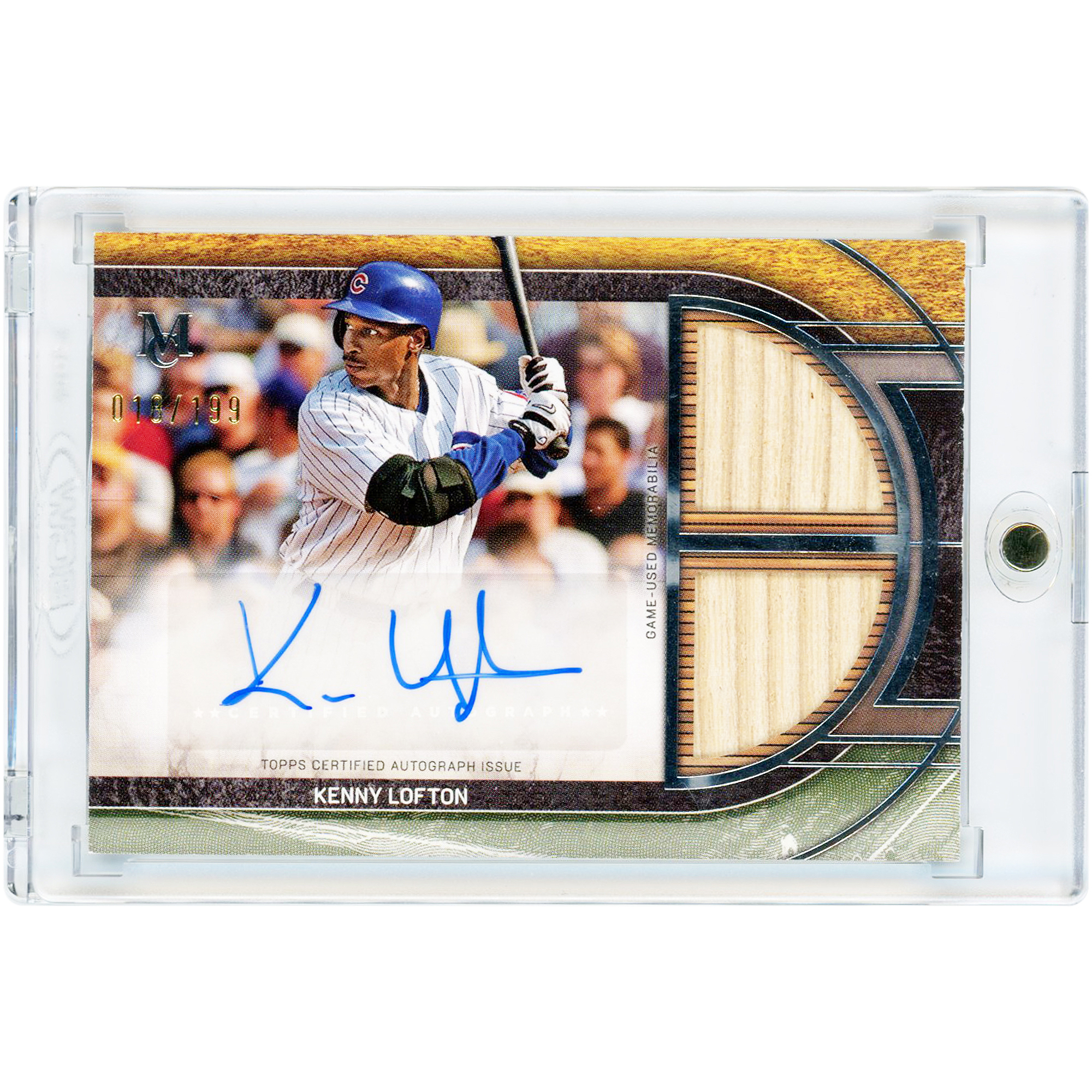 Kenny Lofton Chicago Cubs Autographed 2025 Topps Museum Collection Signature Swatches Dual Game Used Bat Relics #SPDRA-KL #18/199 Card. rookie card picture