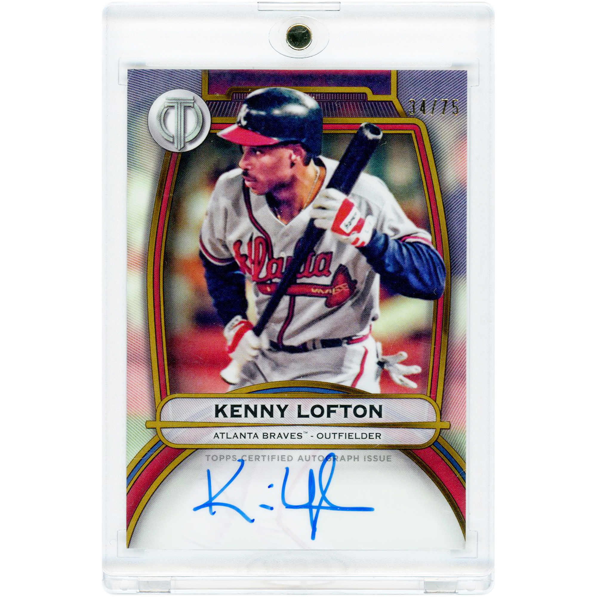 Kenny Lofton Atlanta Braves Autographed 2025 Topps Tribute Gold #TA-KL #34/75 Card. rookie card picture