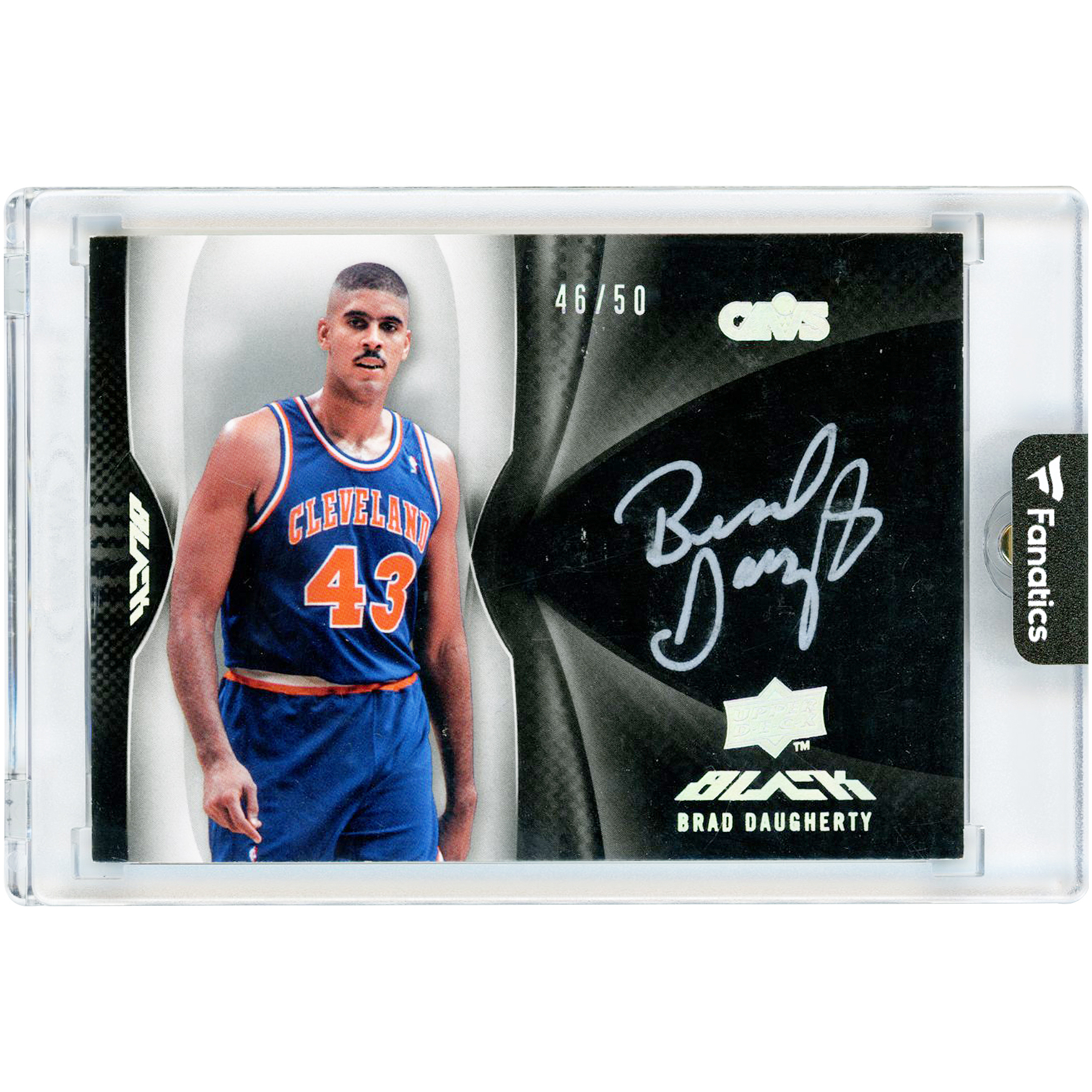 Brad Daugherty Cleveland Cavaliers Autographed 2008-09 Upper Deck Black Silver Ink #A2-BD #46/50 Card