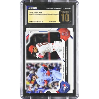 Kazuma Okamoto & Shohei Ohtani 2026 Topps Now Ties Mark for Home Runs by Japanese-Born Rookie #443 CGC Authenticated PRISTINE 10 Card