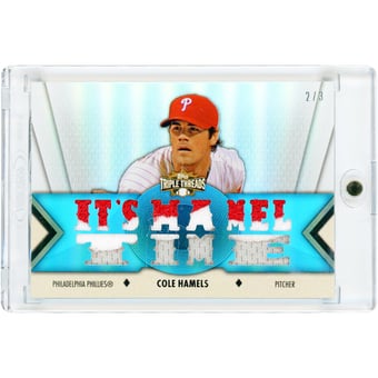 Cole Hamels Philadelphia Phillies 2012 Topps Triple Threads Jumbo Game Used Tri-Color Jersey Relic #TTR-66 #2/3 Card