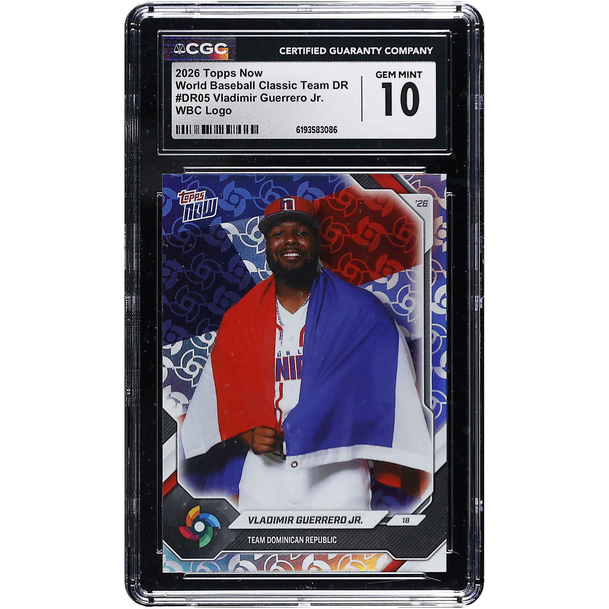 Vladimir Guerrero Jr. Dominican Republic Baseball 2026 Topps Now WBC Logo #DR05 CGC Authenticated GEM MINT 10 Card