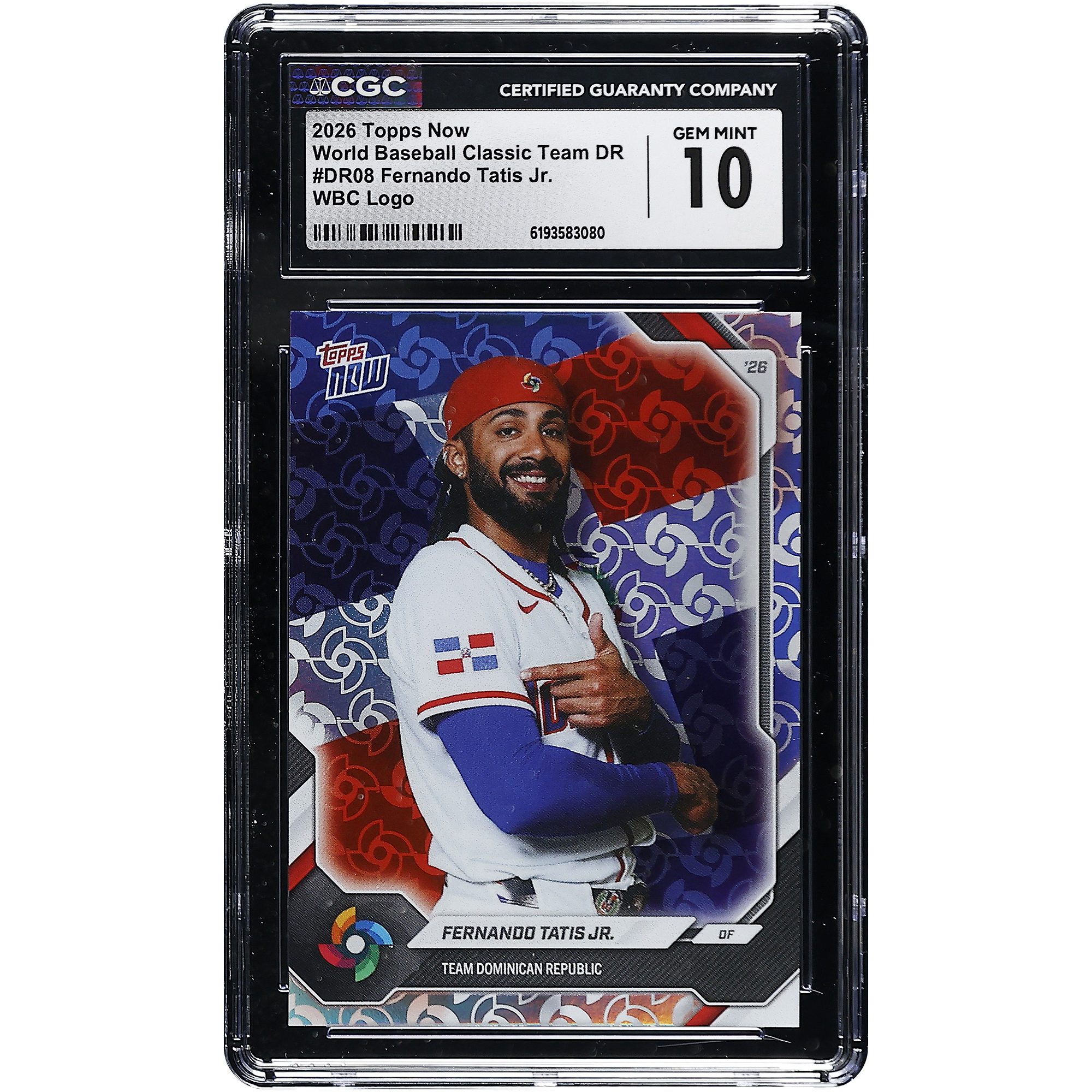 Fernando Tatis Jr. Dominican Republic Baseball 2026 Topps Now WBC Logo #DR08 CGC Authenticated GEM MINT 10 Card