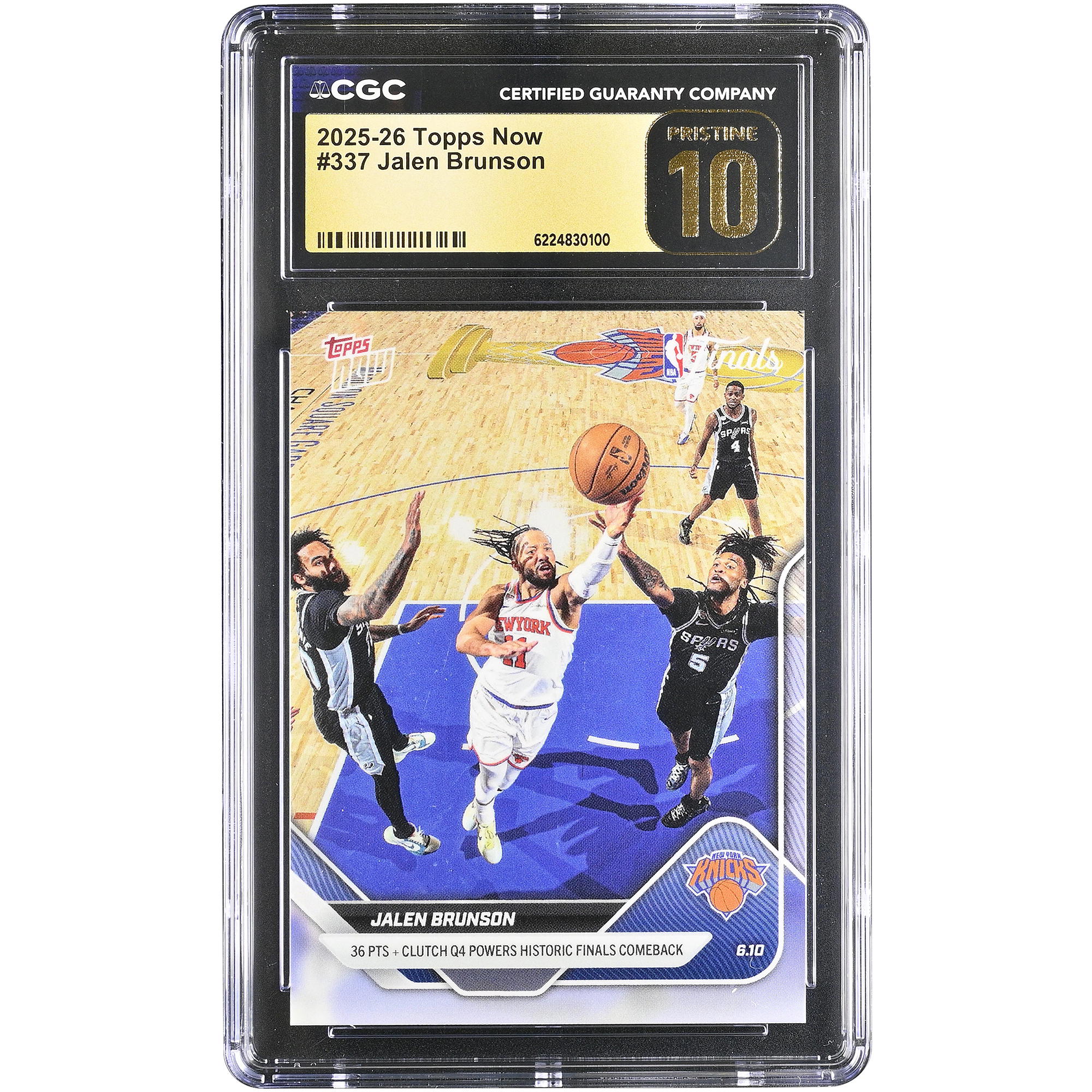 Jalen Brunson New York Knicks 2025-26 Topps Now Historic Finals Comeback #337 CGC Authenticated PRISTINE 10 Card