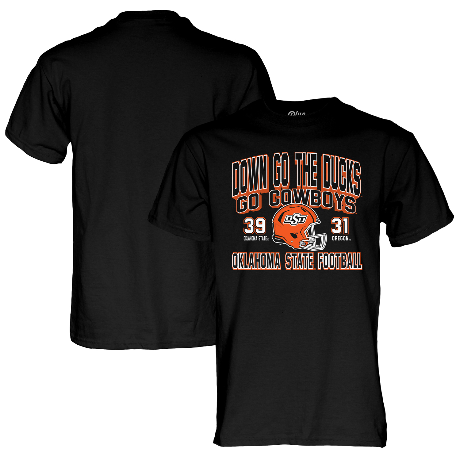 Unisex Blue 84  Black Oklahoma State Cowboys vs. Oregon Ducks Score T-Shirt