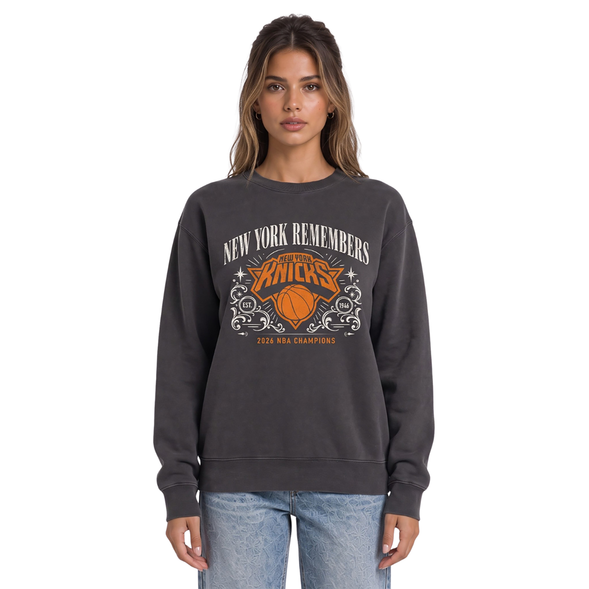 Unisex The Wild Collective Charcoal New York Knicks 2026 NBA Finals Champions Fleece Sweatshirt