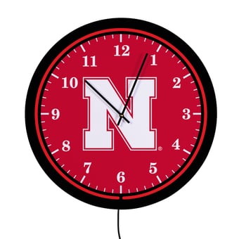 "Nebraska Huskers 18"" Lighted Round LED Wall Clock"