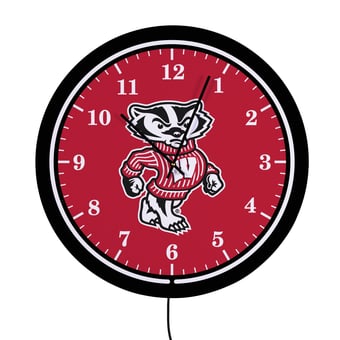 "Wisconsin Badgers 18"" Lighted Round LED Wall Clock"