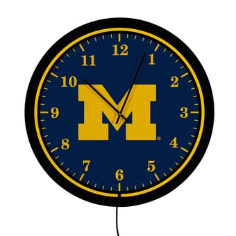 "Michigan Wolverines 18"" Lighted Round LED Wall Clock"