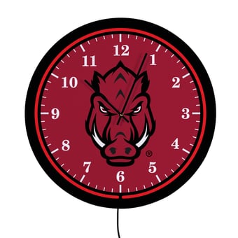 "Arkansas Razorbacks 18"" Lighted Round LED Wall Clock"