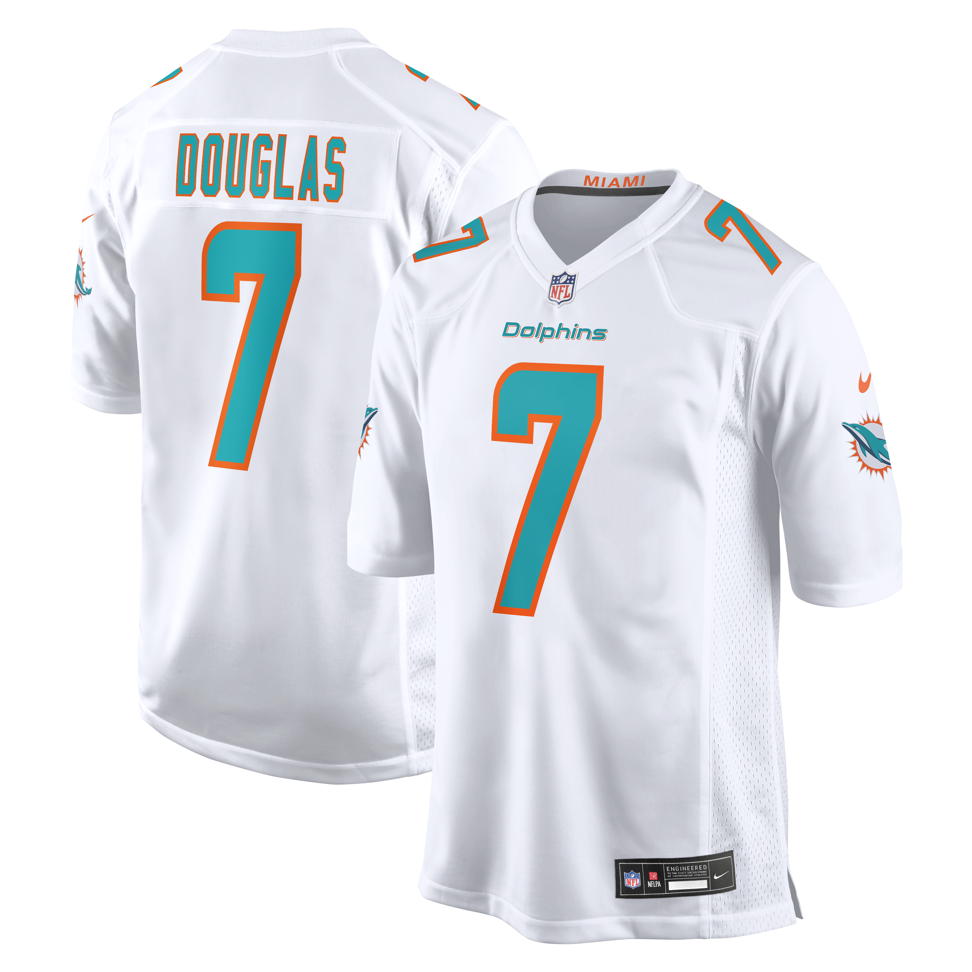 Men's Nike Caleb Douglas White Miami Dolphins Game Jersey