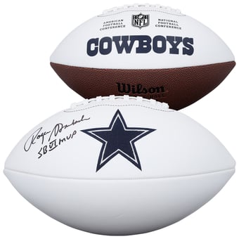 "Roger Staubach Dallas Cowboys Autographed Wilson White Panel Football with ""SB VI MVP"" Inscription"