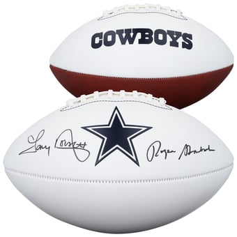 Roger Staubach & Tony Dorsett Dallas Cowboys Autographed Franklin White Panel Football