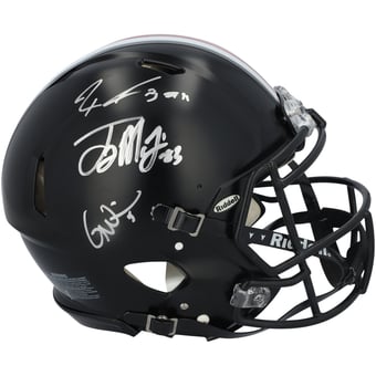 Garrett Wilson, Jaxon Smith-Njigba & Terry McLaurin Ohio State Buckeyes Autographed Riddell Black Speed Authentic Helmet