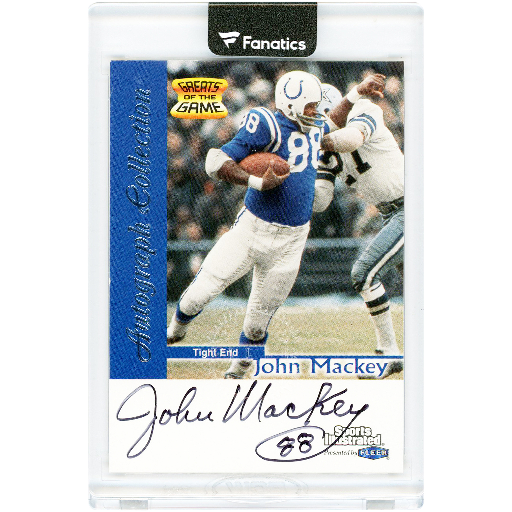 John Mackey Baltimore Colts Autographed 1999 Fleer Greats Of The Game #NNO Card