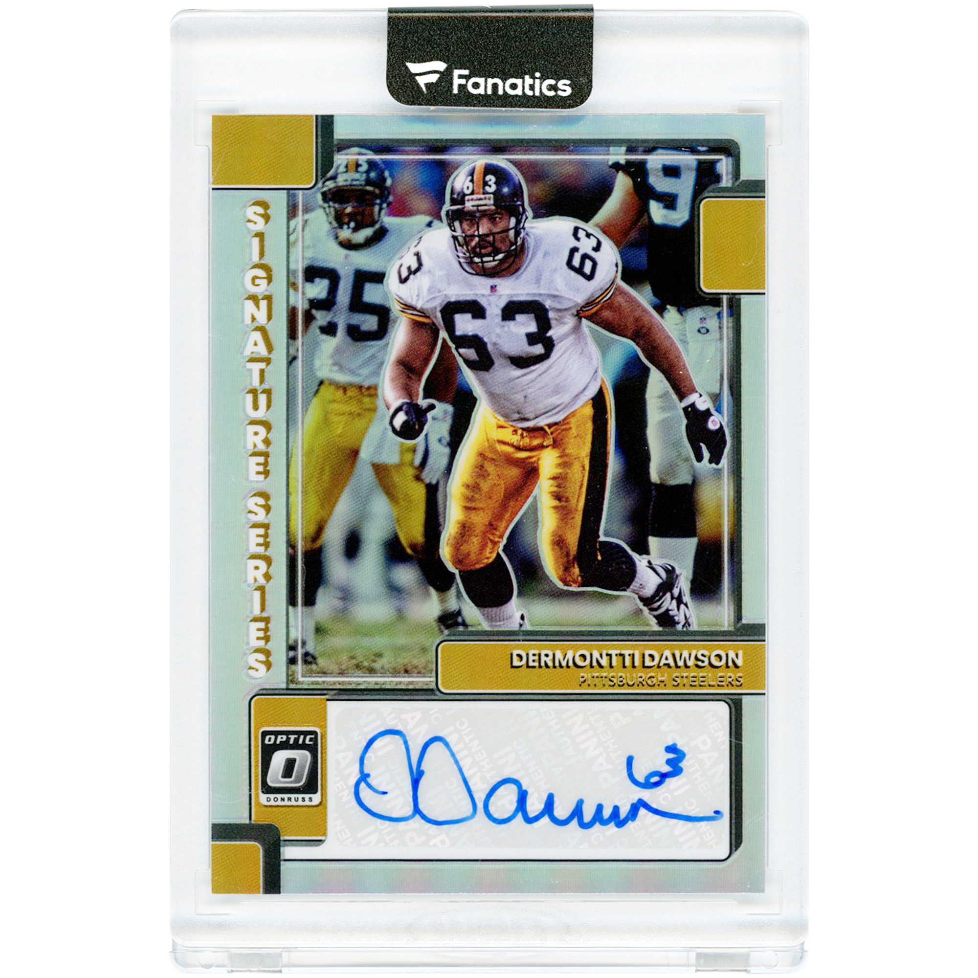 Dermontti Dawson Pittsburgh Steelers Autographed 2022 Panini Donruss Optic Signature Series #SS-DD Card. rookie card picture