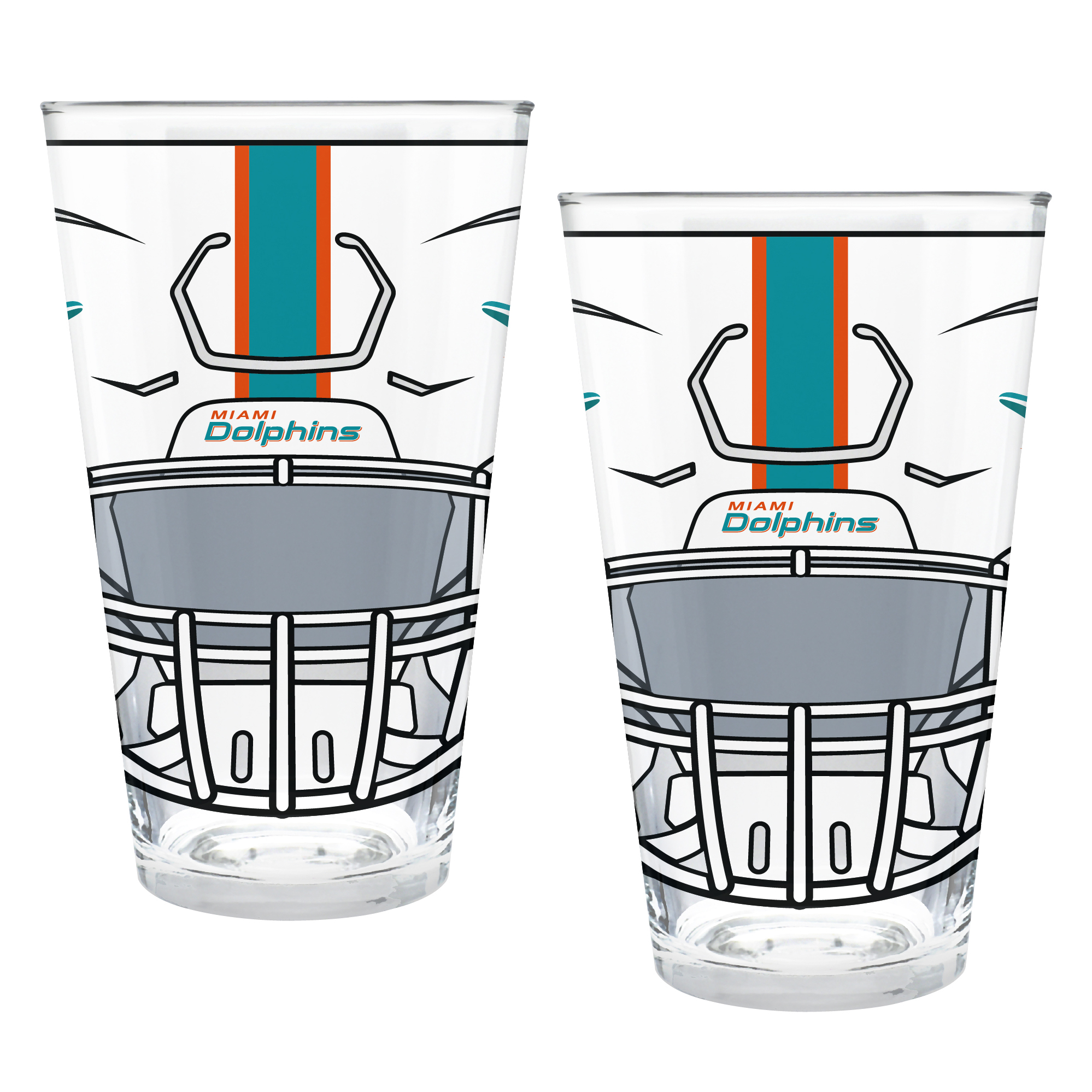 Miami Dolphins Two-Piece 16oz. Helmet Pint Glass Set