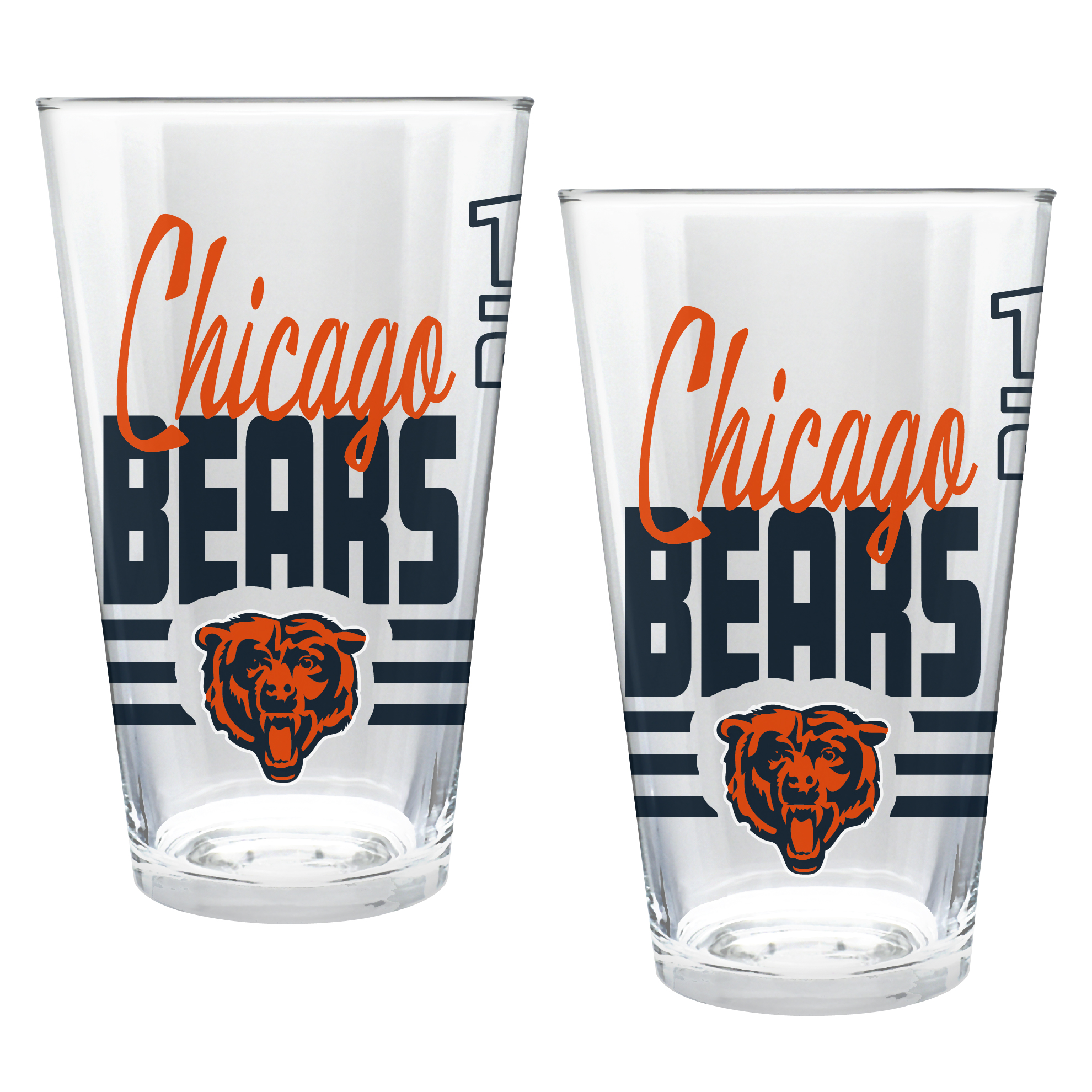 Chicago Bears Two-Piece 16oz. Heritage Pint Glass Set