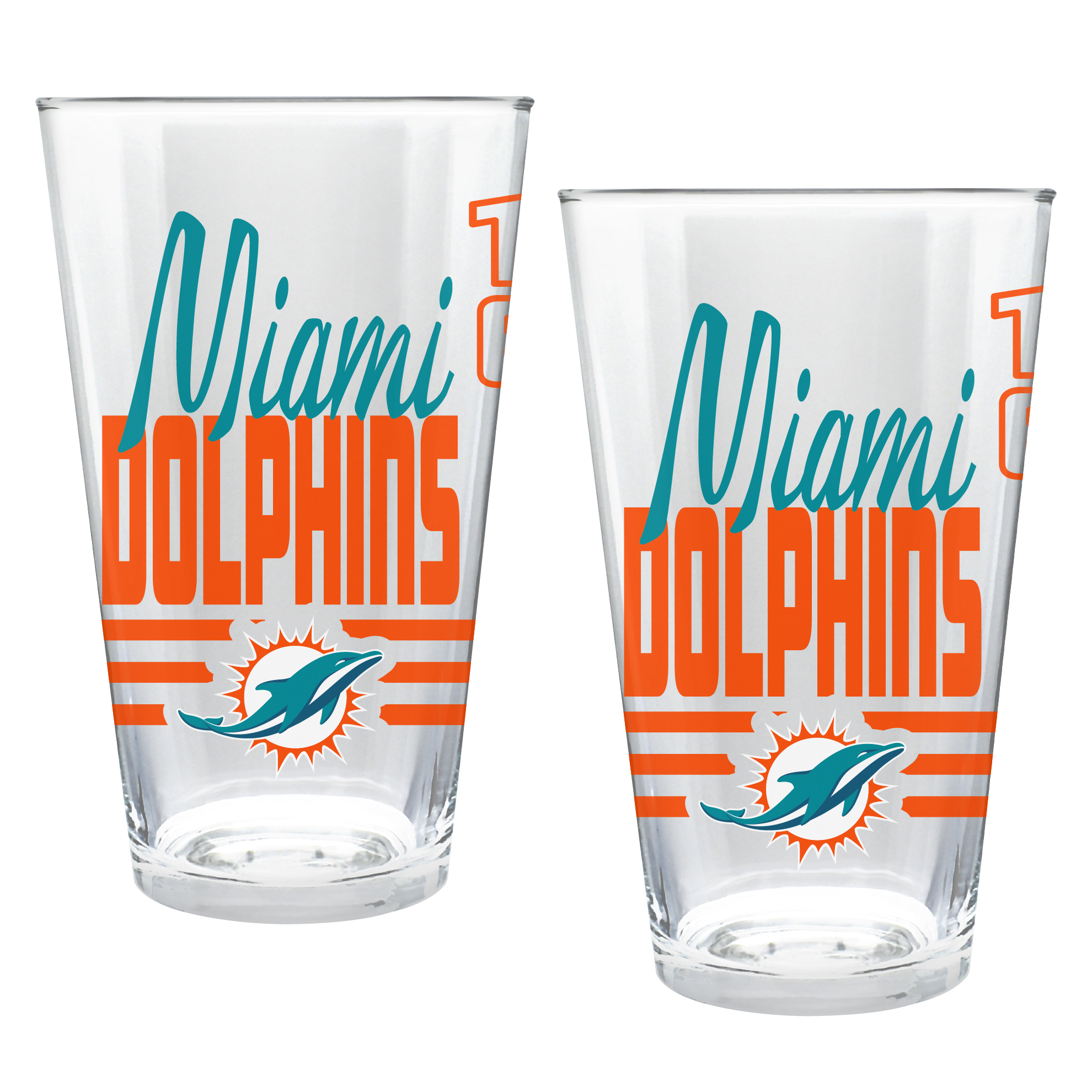 Miami Dolphins Two-Piece 16oz. Heritage Pint Glass Set