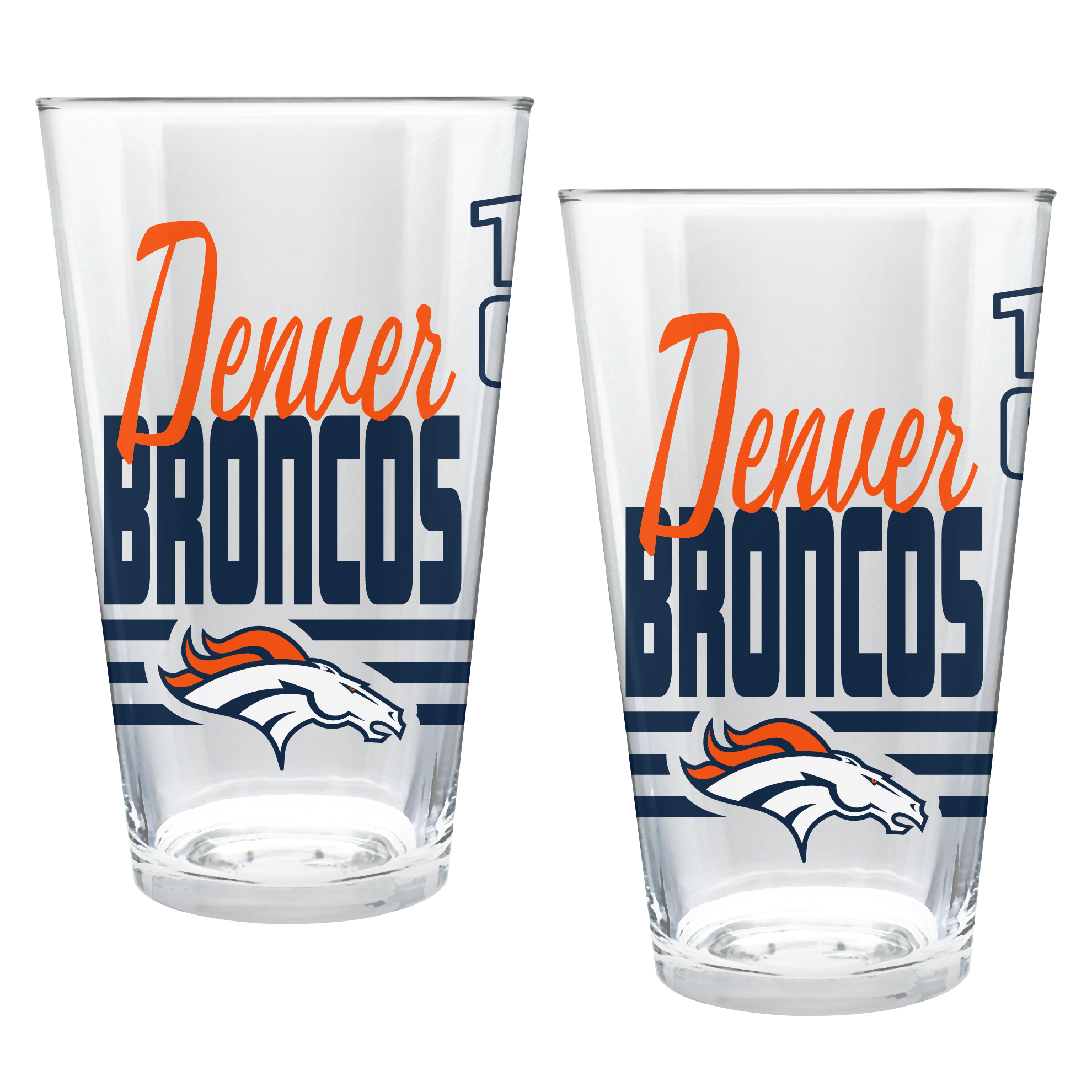 Denver Broncos Two-Piece 16oz. Heritage Pint Glass Set