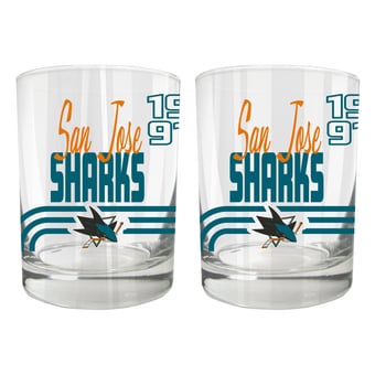 San Jose Sharks Two-Piece 12oz. Heritage Rocks Glass Set