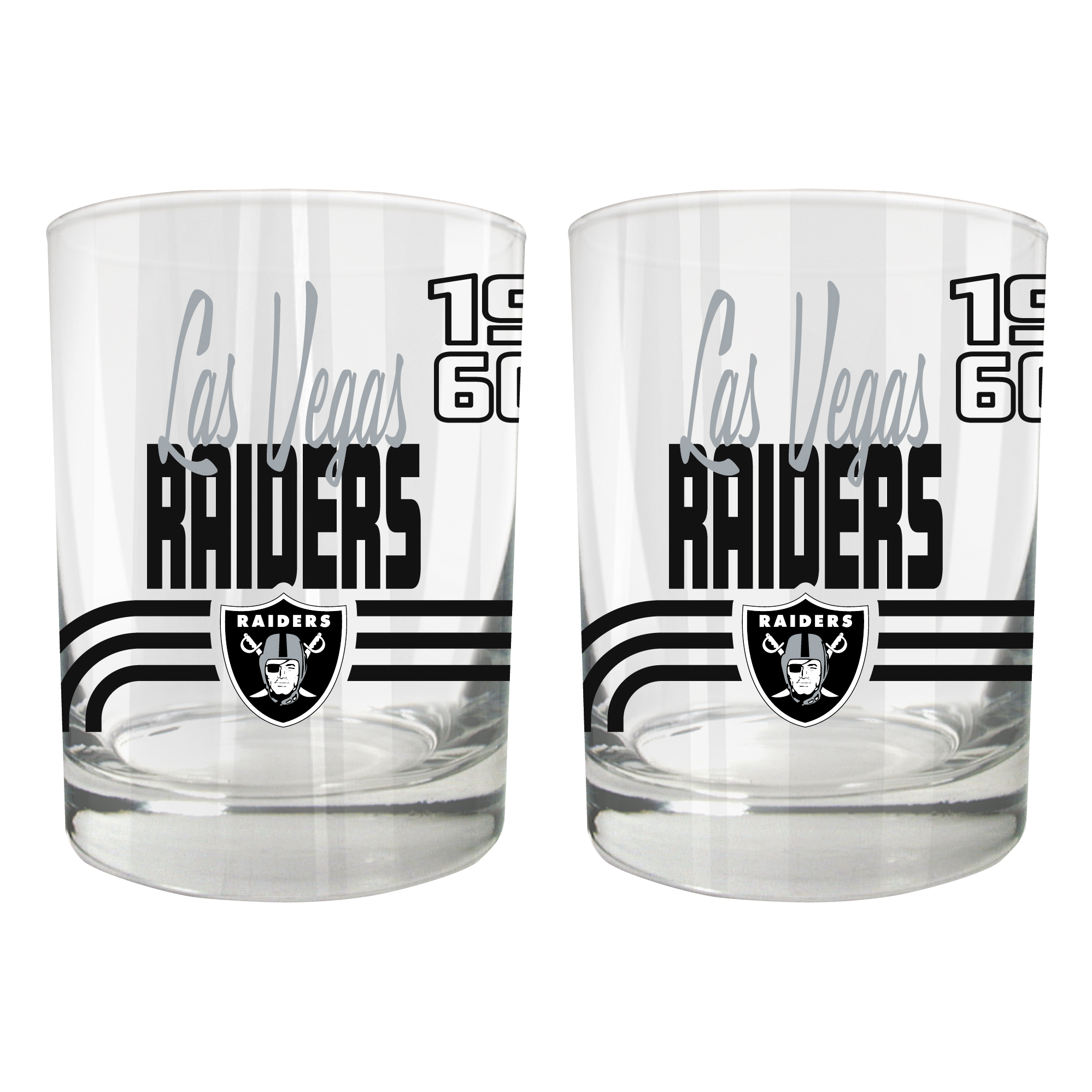 Las Vegas Raiders Two-Piece 12oz. Heritage Rocks Glass Set