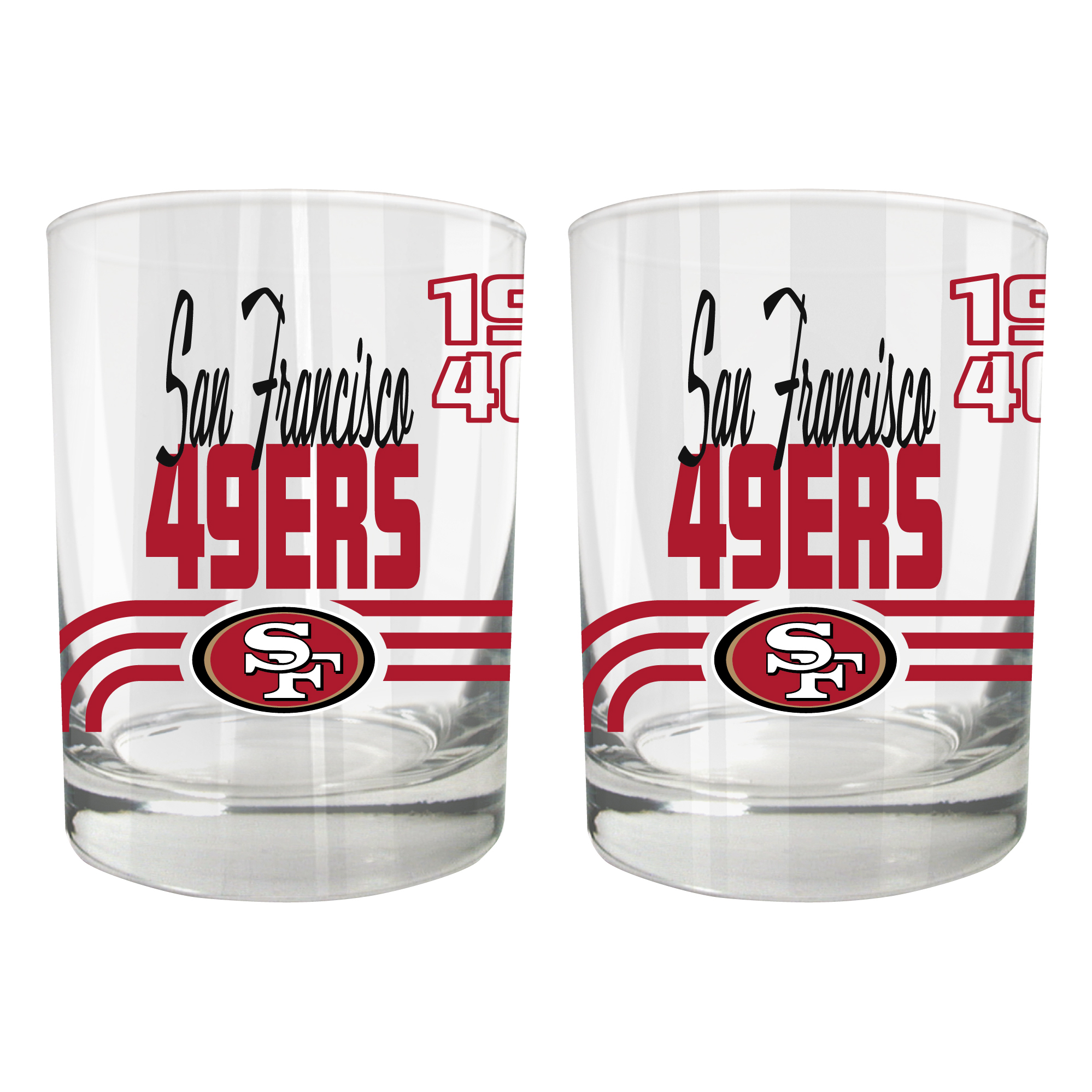 San Francisco 49ers Two-Piece 12oz. Heritage Rocks Glass Set