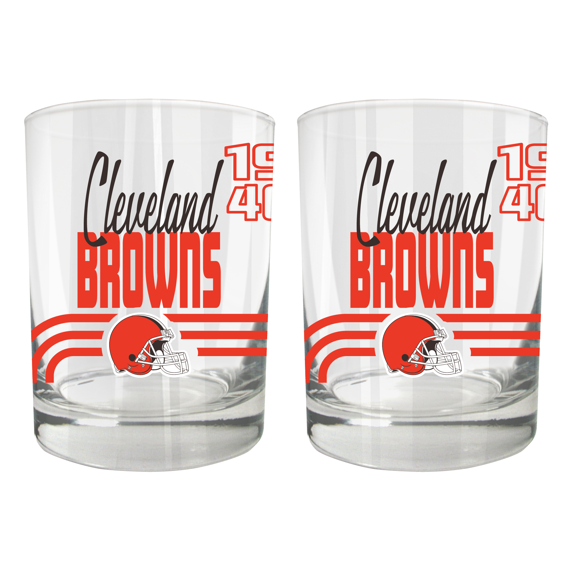 Cleveland Browns Two-Piece 12oz. Heritage Rocks Glass Set