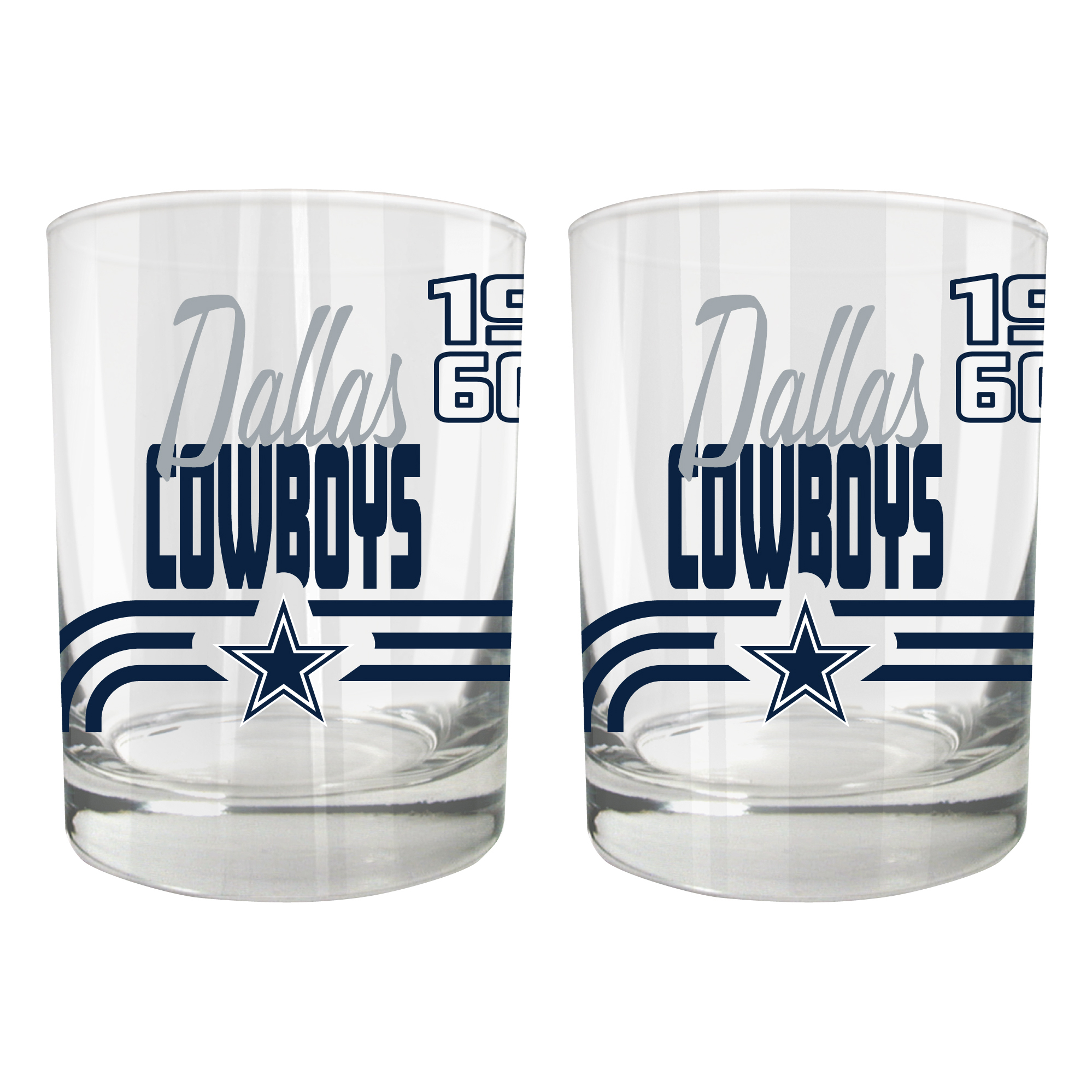 Dallas Cowboys Two-Piece 12oz. Heritage Rocks Glass Set