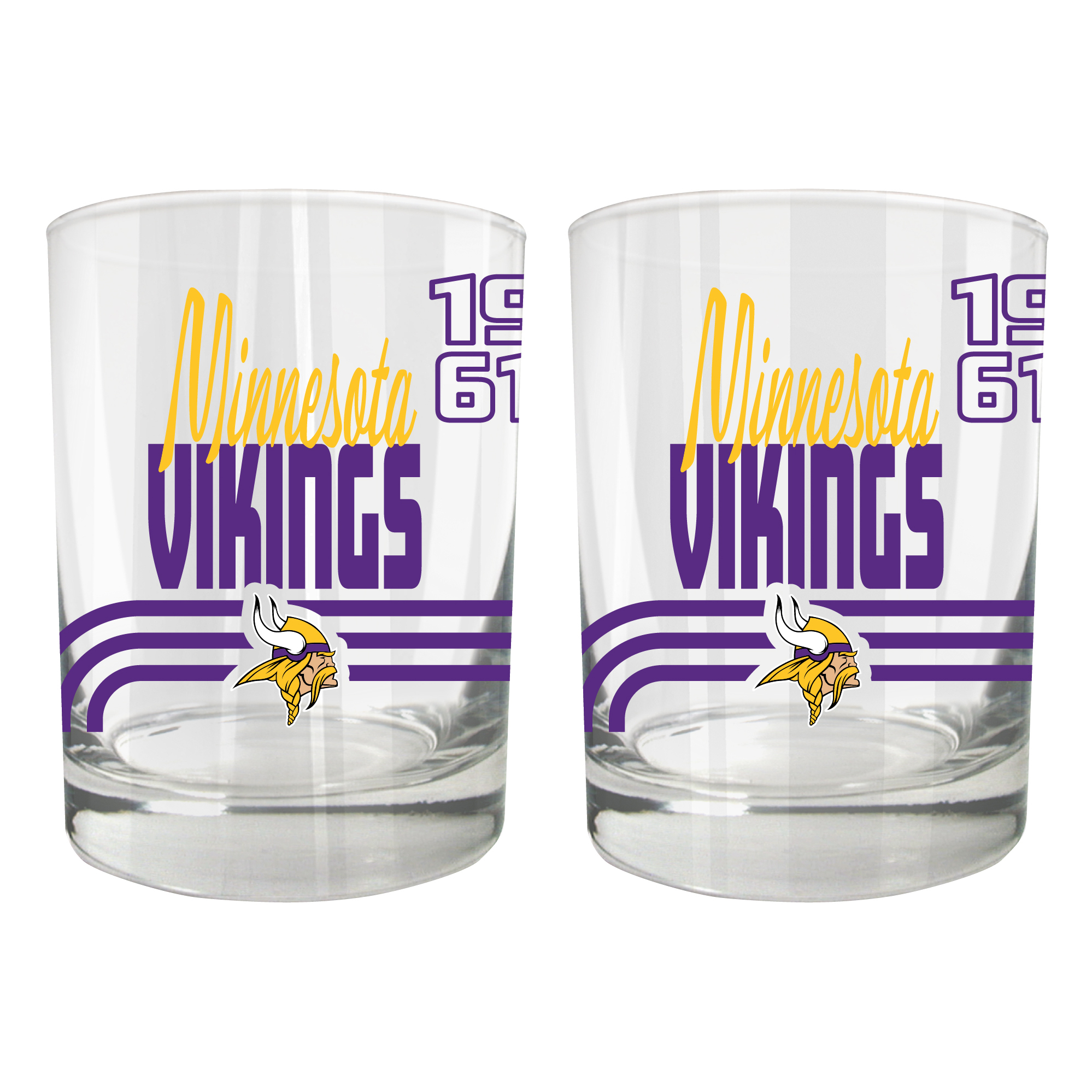 Minnesota Vikings Two-Piece 12oz. Heritage Rocks Glass Set