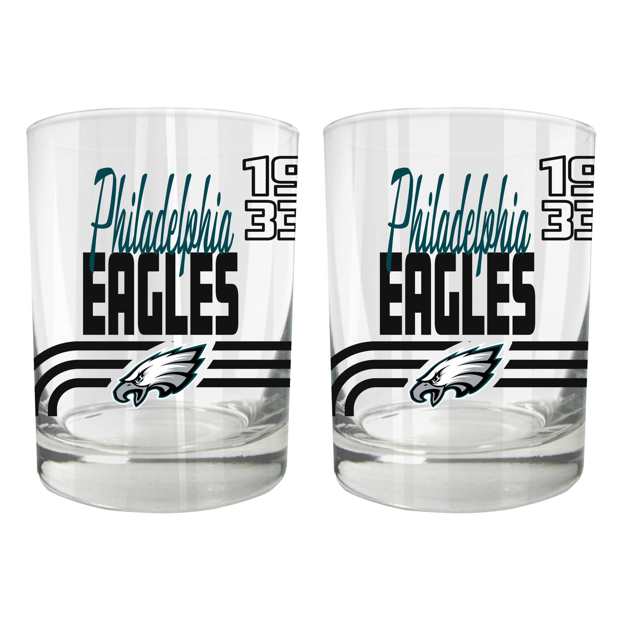 Philadelphia Eagles Two-Piece 12oz. Heritage Rocks Glass Set