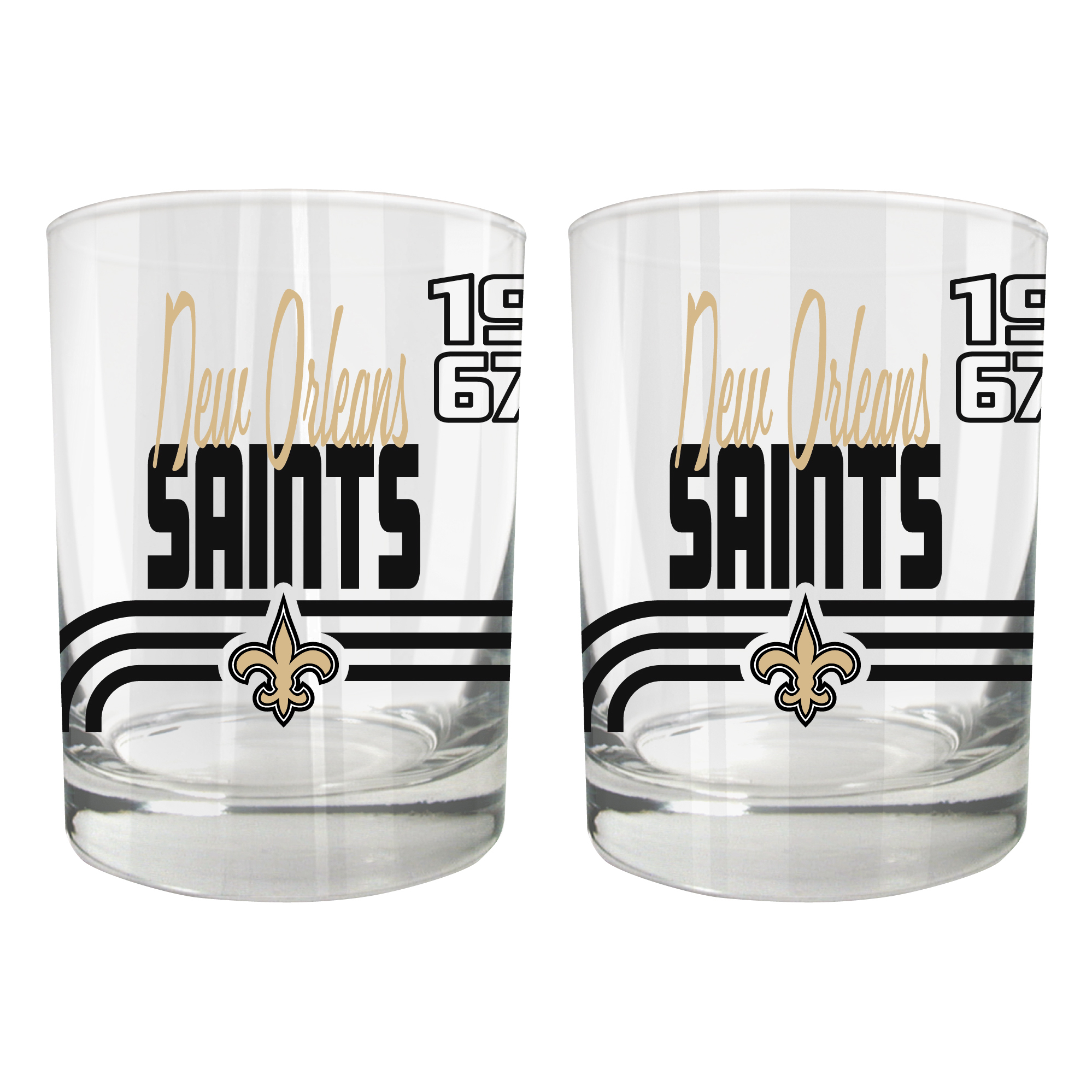 New Orleans Saints Two-Piece 12oz. Heritage Rocks Glass Set